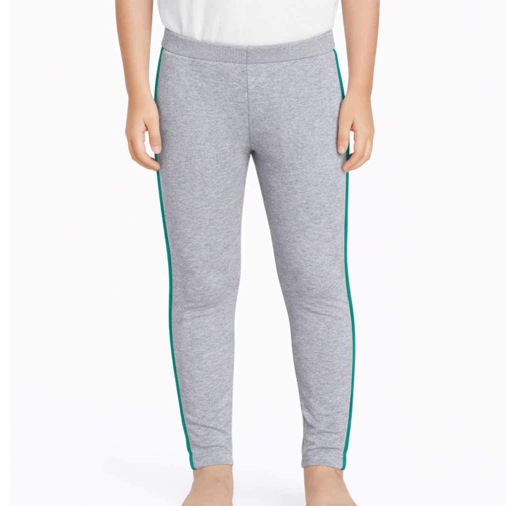 Grey Leggings with Green Details