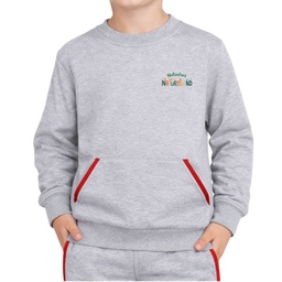 Grey Sweater with Red Details